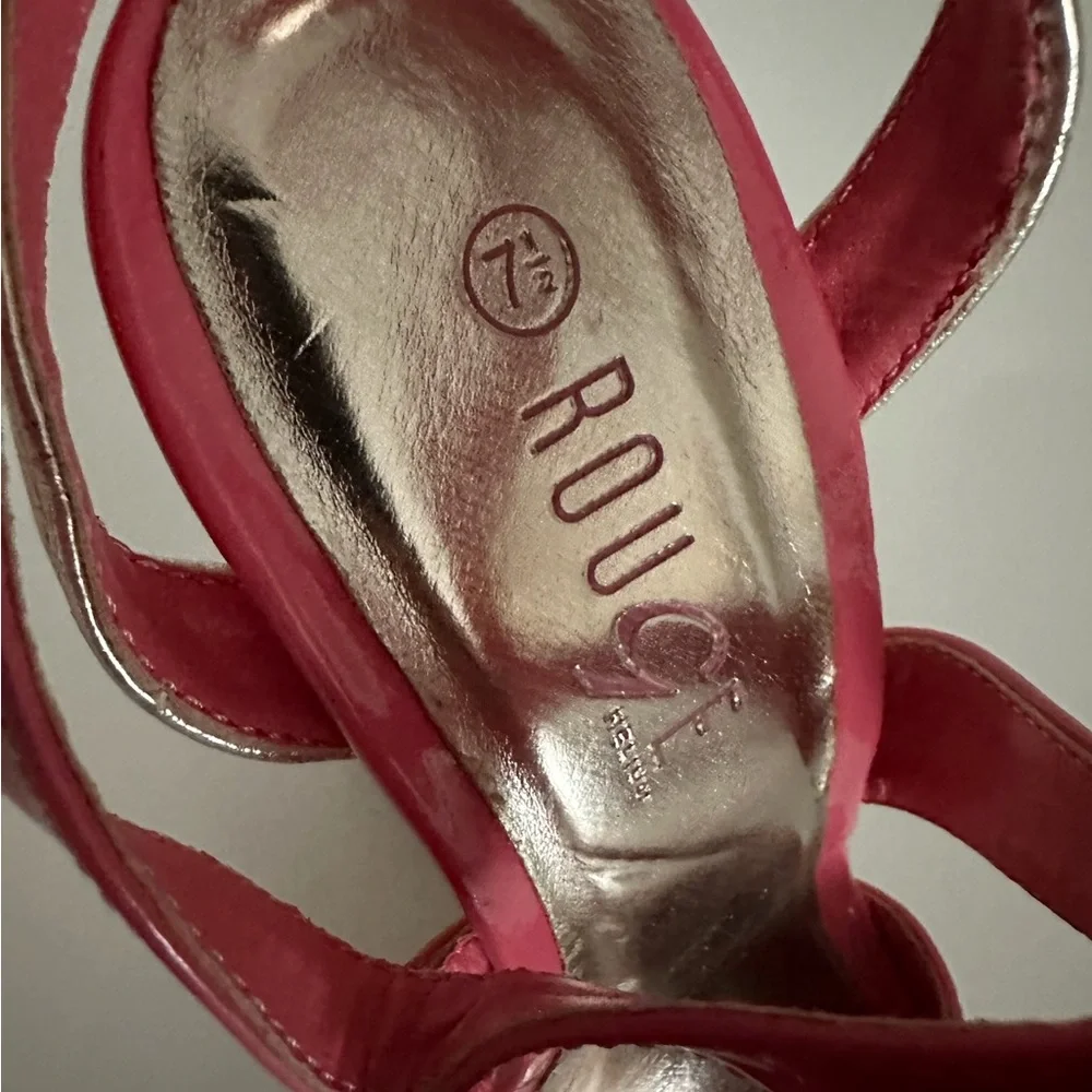 Rouge Patent Crisscross Wedge Platform Sandals Y2K Size 7.5
